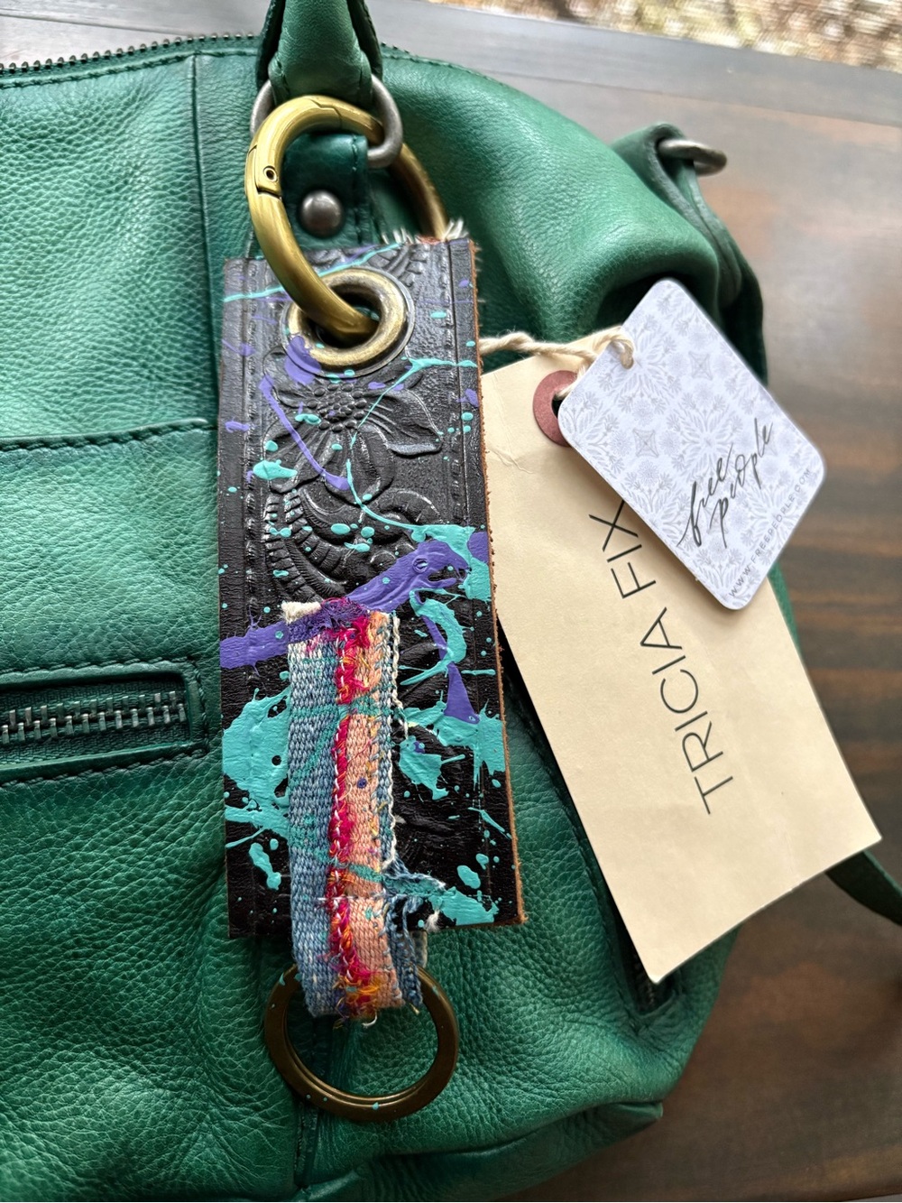 Free People Tricia Fix Rare Splatter Key ring/ Bag charm🔥New with tags!
